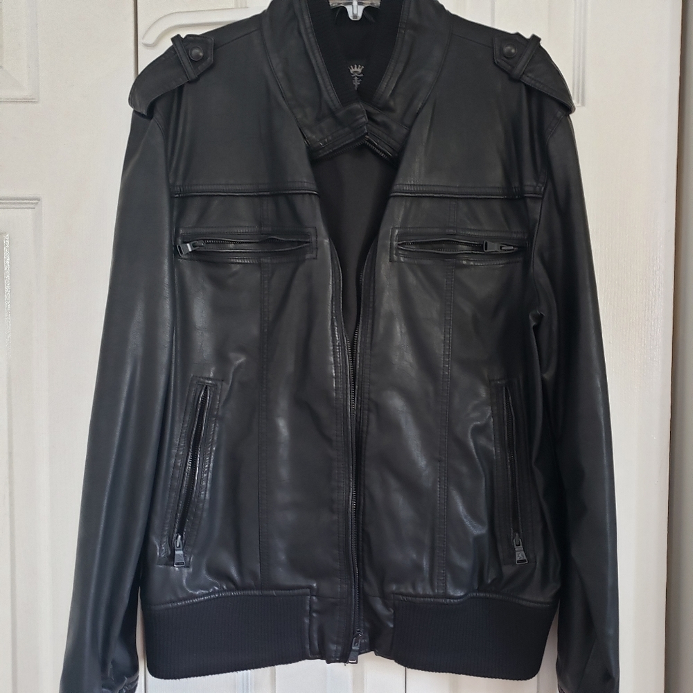 Mens Faux Leather Bomber